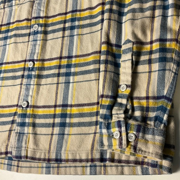 Patagonia Shirt Organic Plaid Flannel Shirt Mens Medium Button Up Beige - Picture 3 of 7